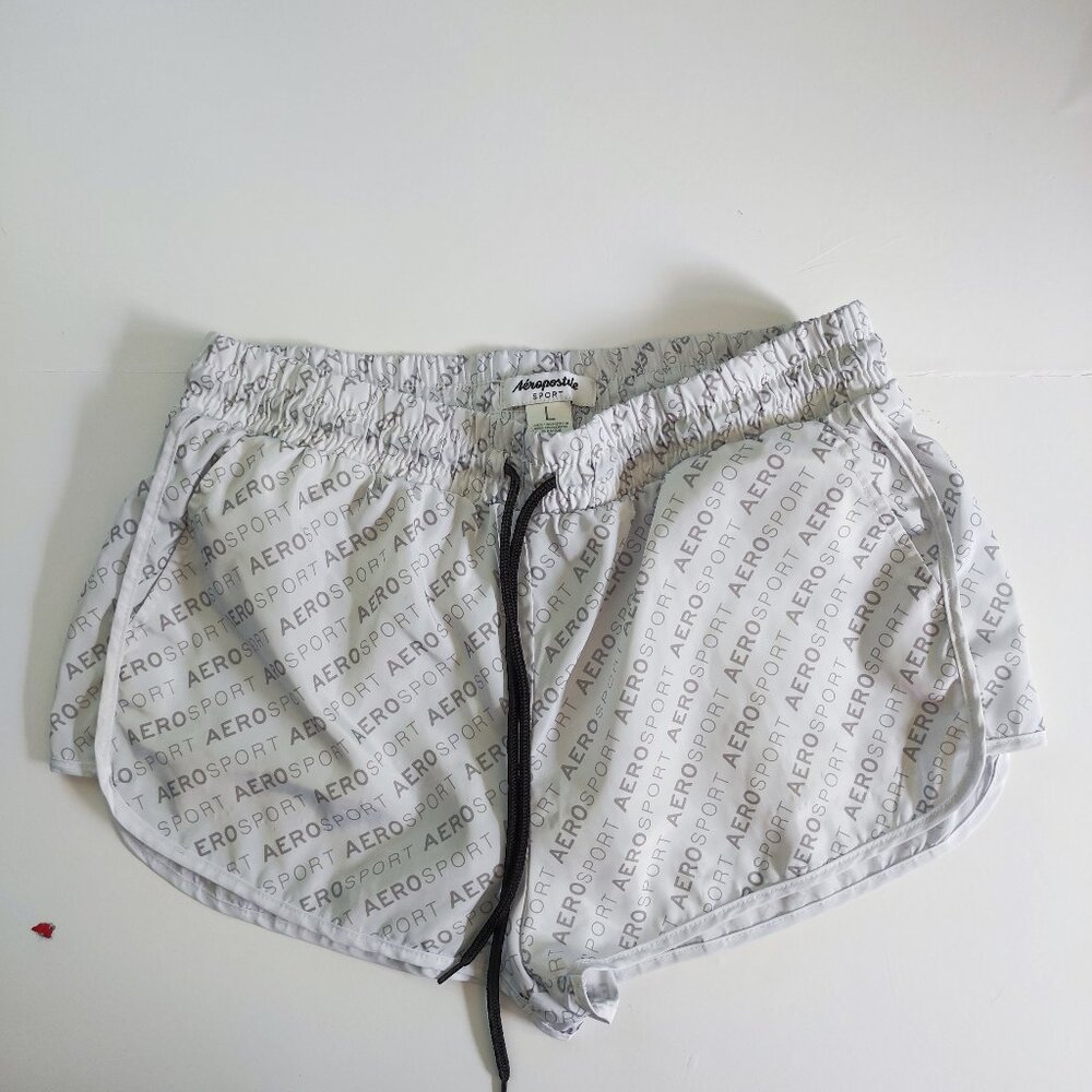 Aeropostale sport active wear short light grey graphic design women's size L